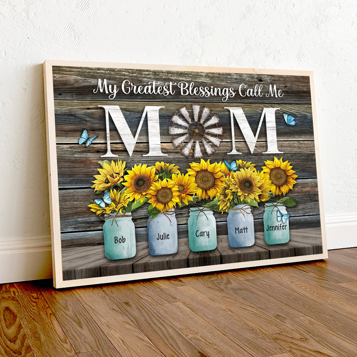 My Greatest Blessings Call Me Mom Sunflower Personalized Poster - Image 3