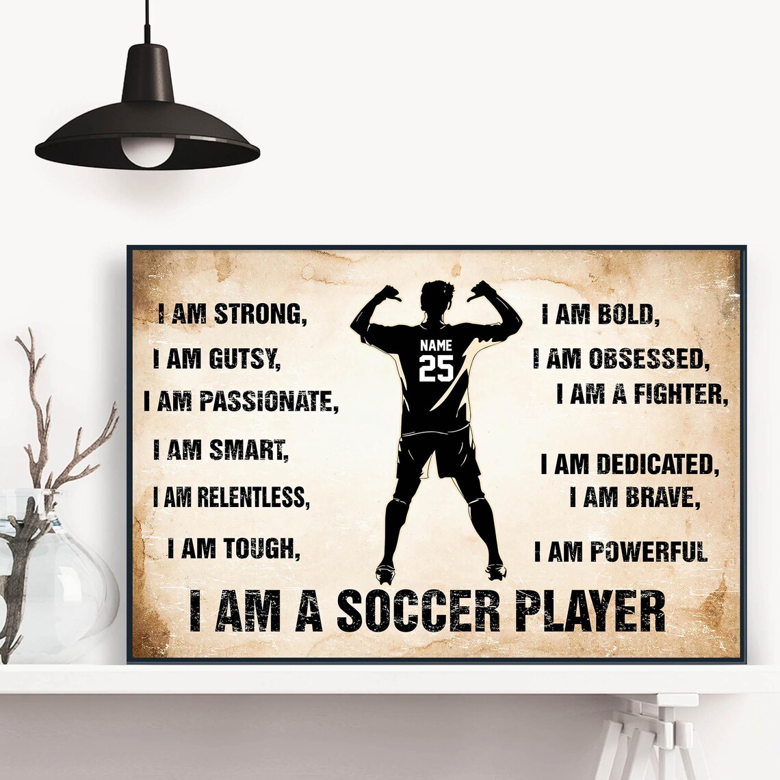 I Am A Soccer Player Motivational Watercolor Sports Poster Art - Image 3