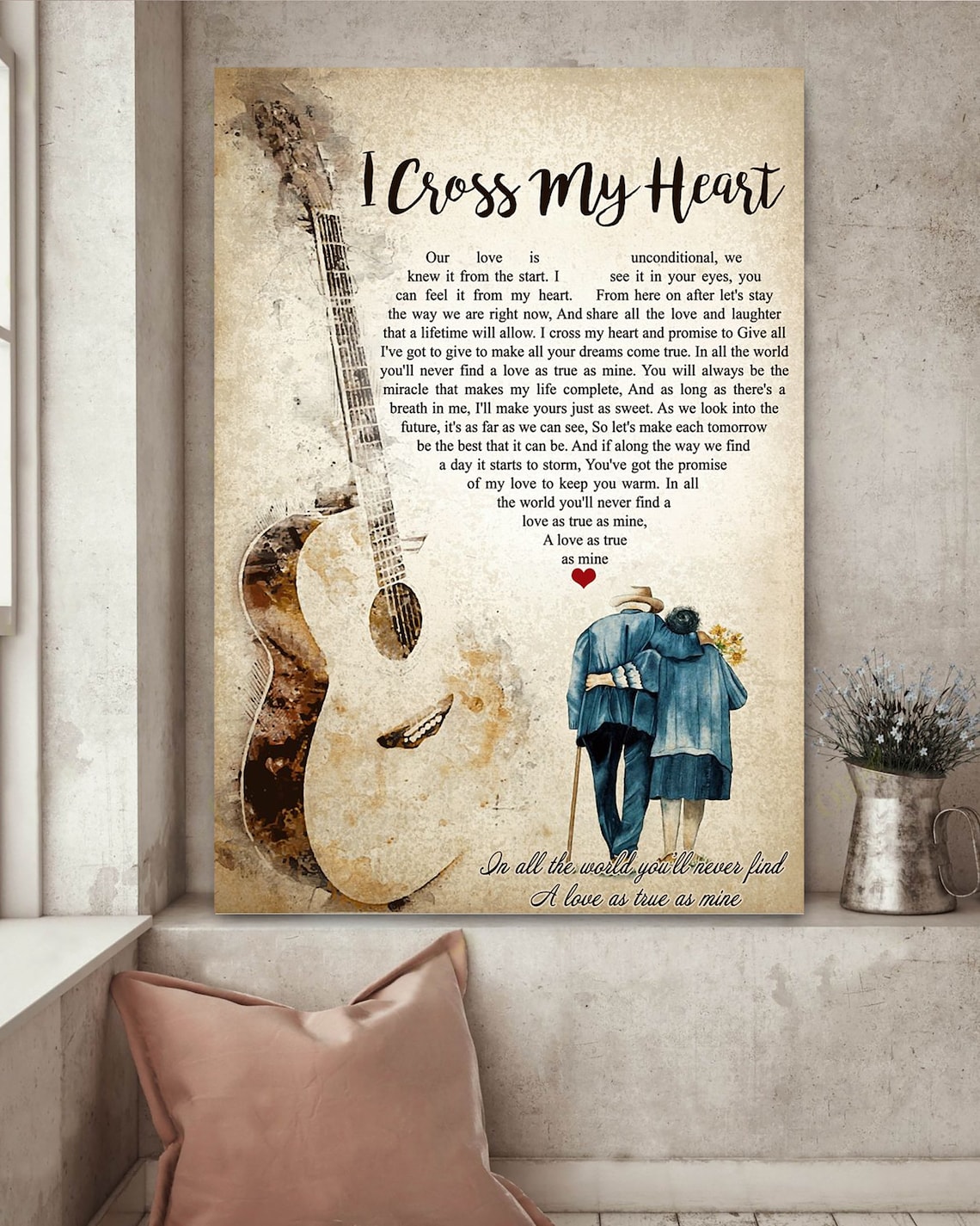I Cross My Heart Country Song Lyrics Wedding Gift Poster Art - Image 4