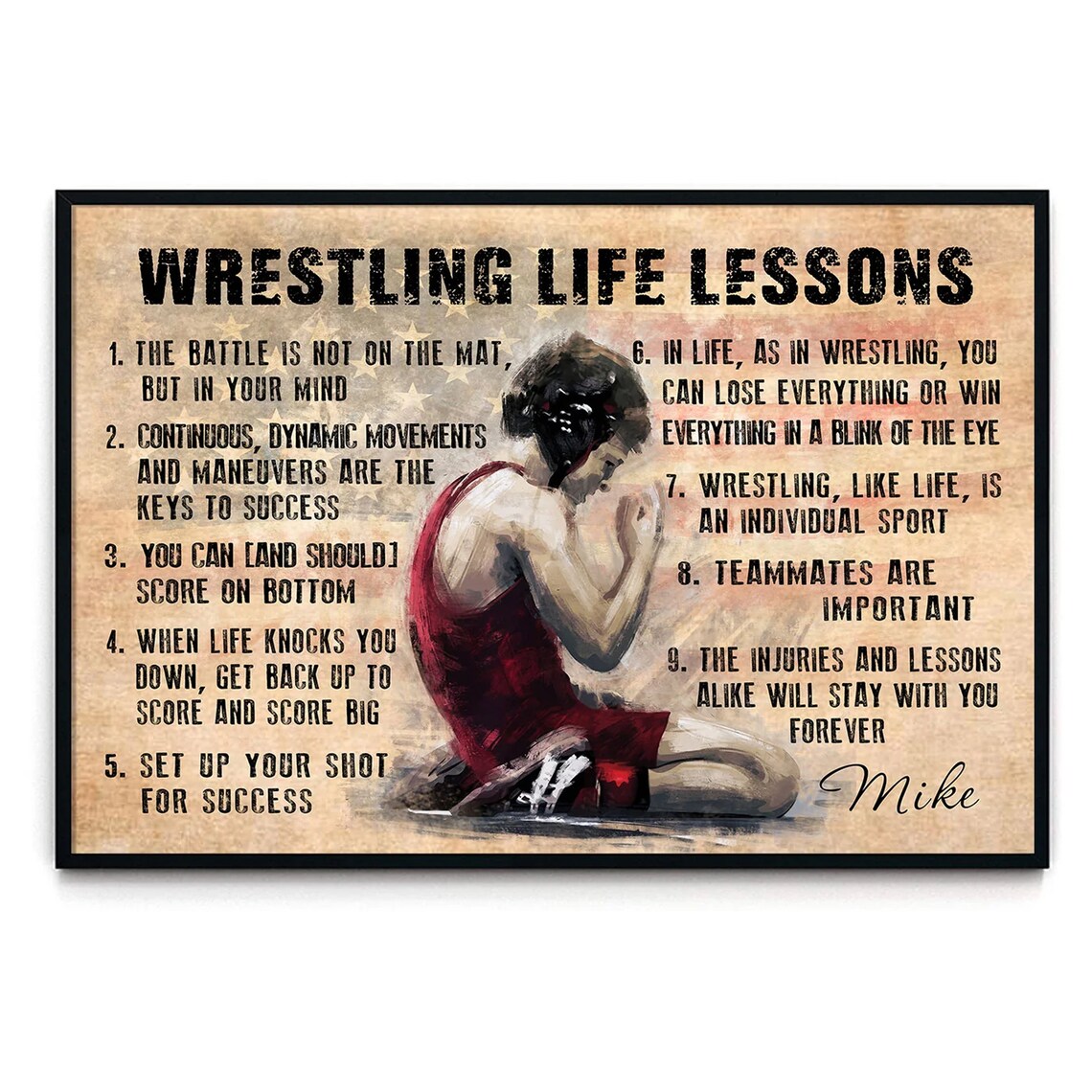 Wrestling Life Lessons Vintage Athlete Sports Motivation Poster - Image 4