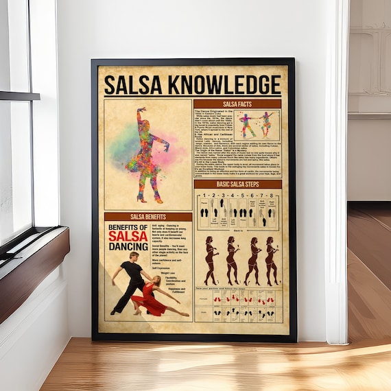 Latin Salsa Dancing Knowledge Benefits and Steps Vintage Poster