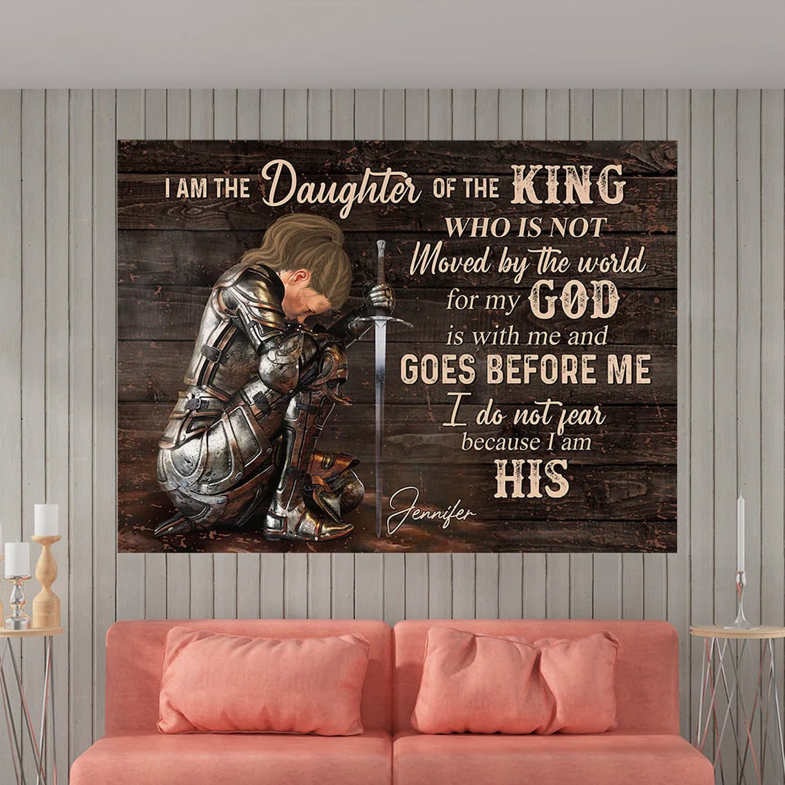 Personalized Woman Warrior Daughter Of The King Art Print - Image 3