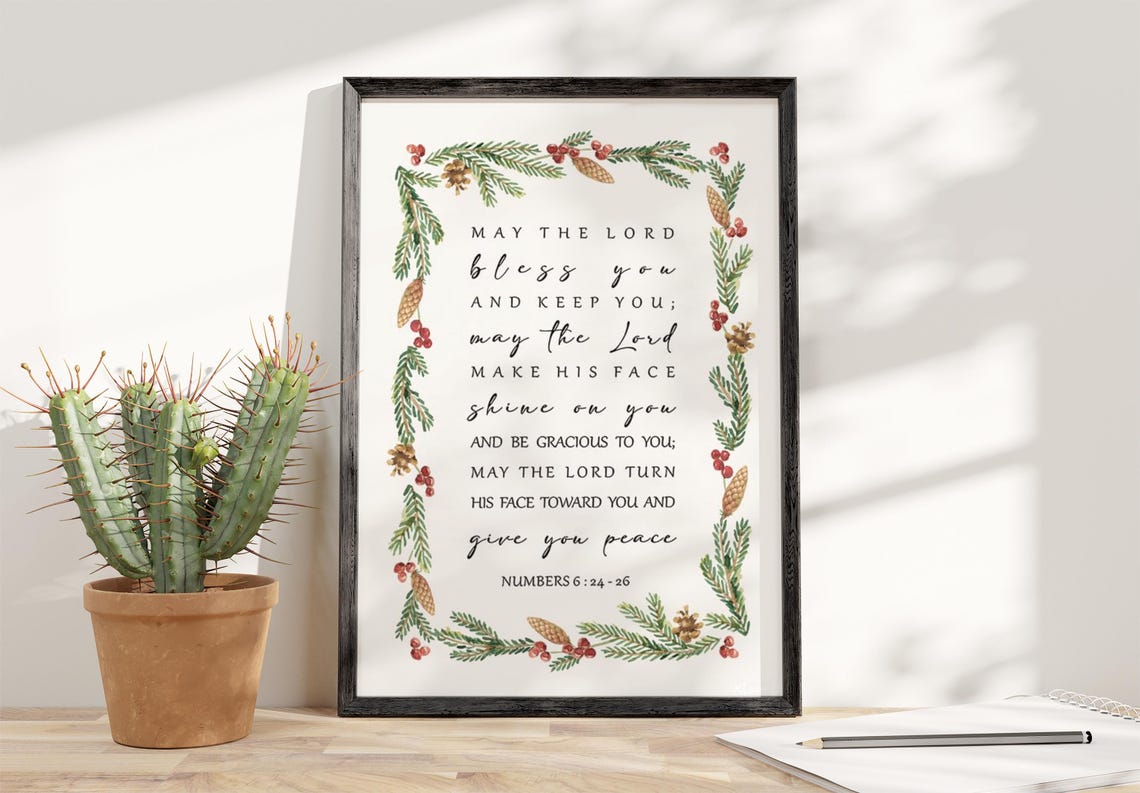 Numbers 6 Verse 24 26 May the Lord Bless You Scripture Poster