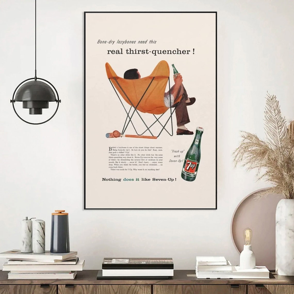 Vintage 7UP Real Thirst Quencher Retro Soda Advertisement Poster - Image 2
