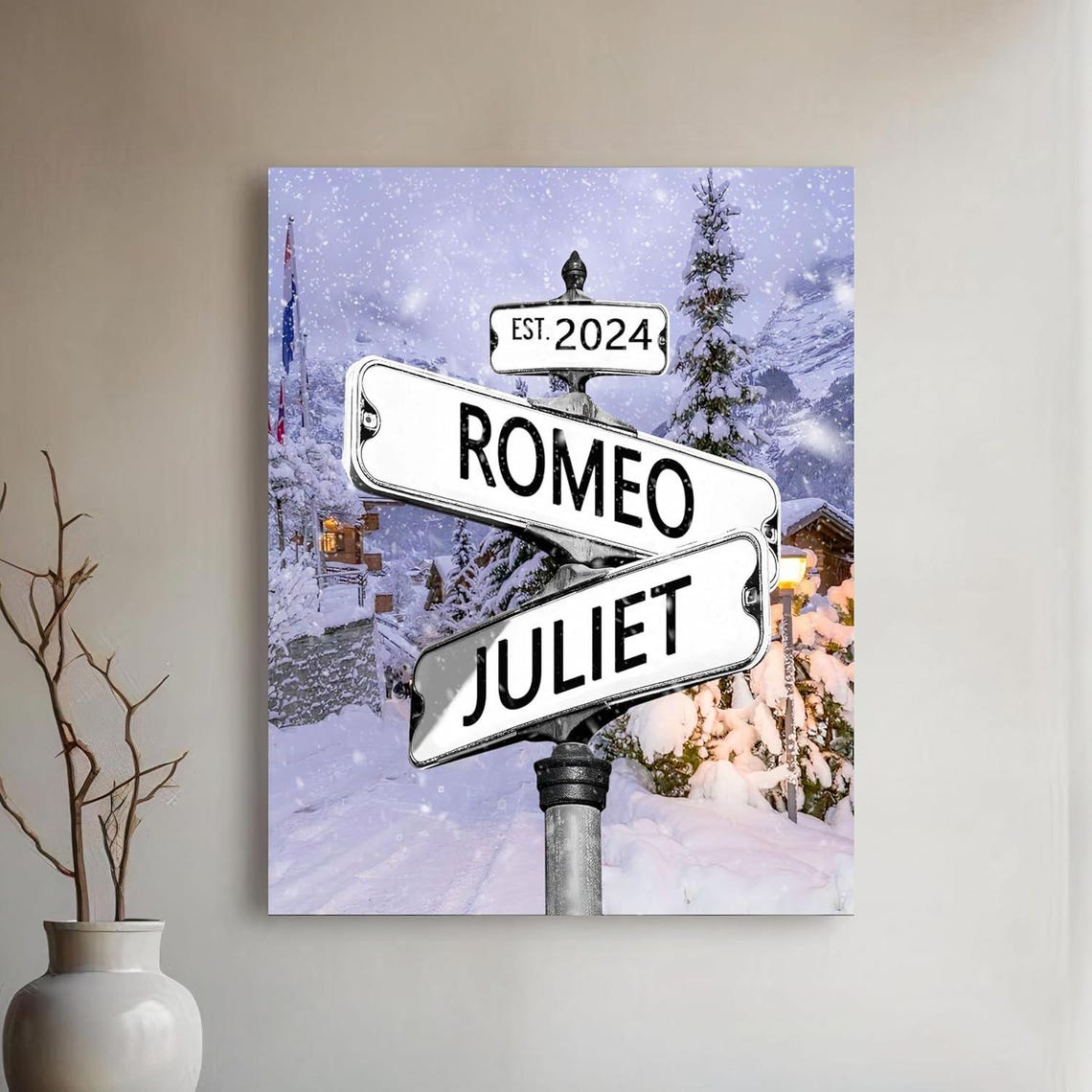 Personalized Couple Name Date Vintage Street Sign Forest Poster - Image 3