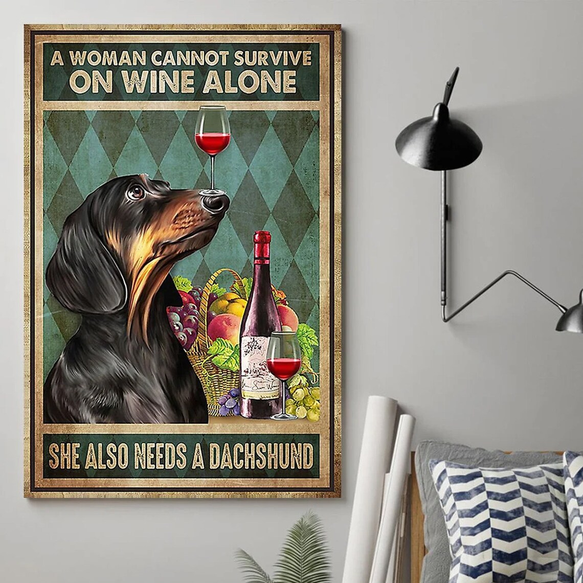 Dachshund Wine Humor Poster Print, Kitchen Decor - Image 3