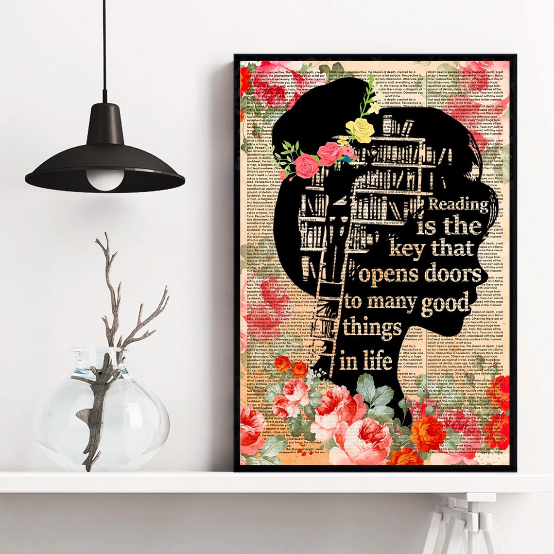 Reading Is The Key That Opens Doors Girl Library Books Poster - Image 4