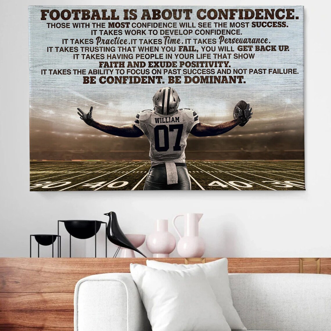 Football Is About Confidence Personalized Football Player Print Football Gifts For Boys Football Player Gift - Image 3