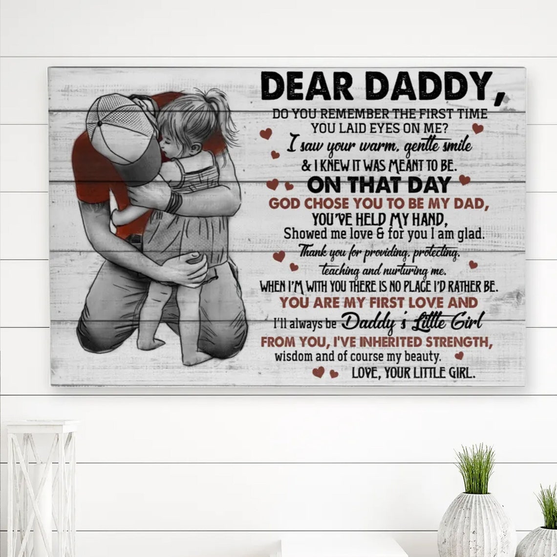 Dear Daddy You Are My First Love Gift For Dad From Daughter Fathers Day Gift Personalized Daughter To My Dad Canvasposter - Image 3