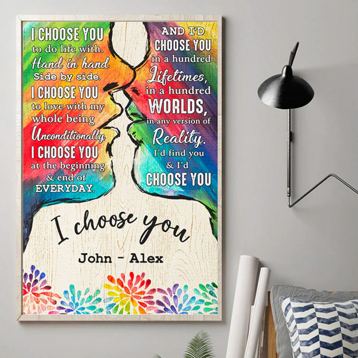 I Choose You To Do Life With Couple Personalized Custom Postercanvas Gift For Couples Lgbt Pride Month Gift Lgbt Anniversary Home Decor - Image 4