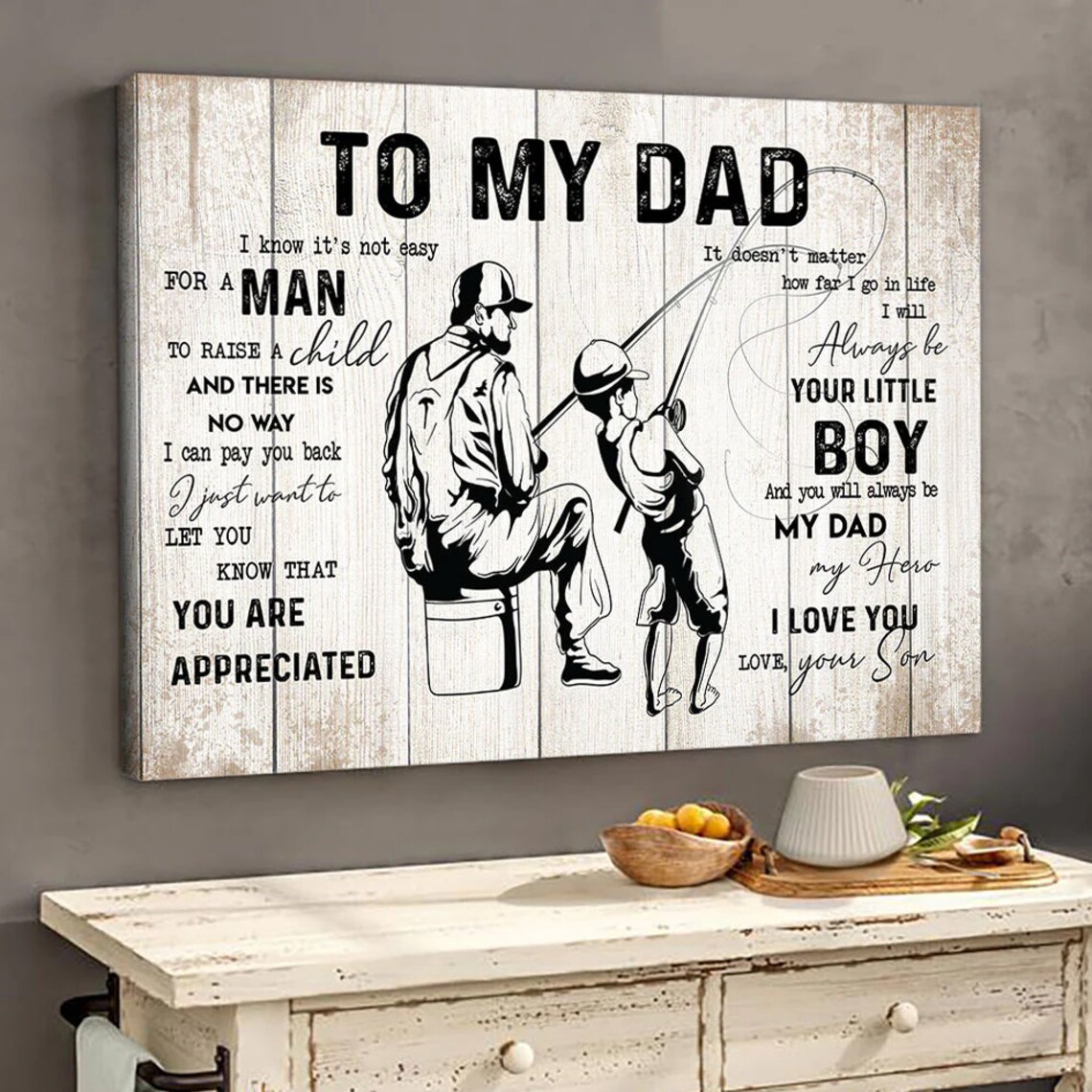 To My Dad Fishing Father and Son Heartfelt Letter Poster Art - Image 4