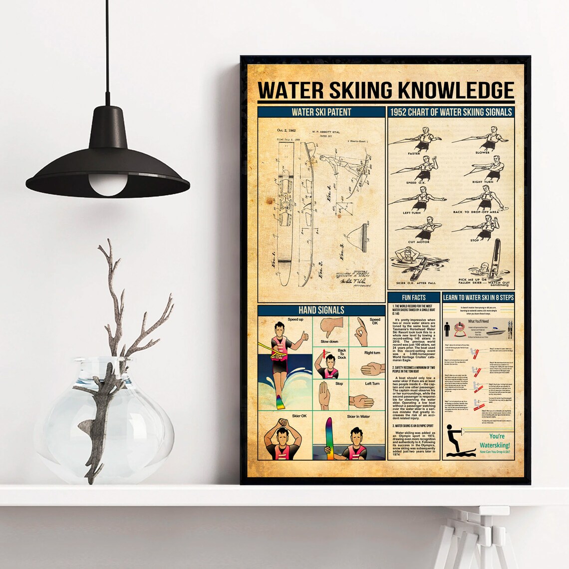Water Skiing Knowledge Poster, Skiing Lover Gift - Image 4