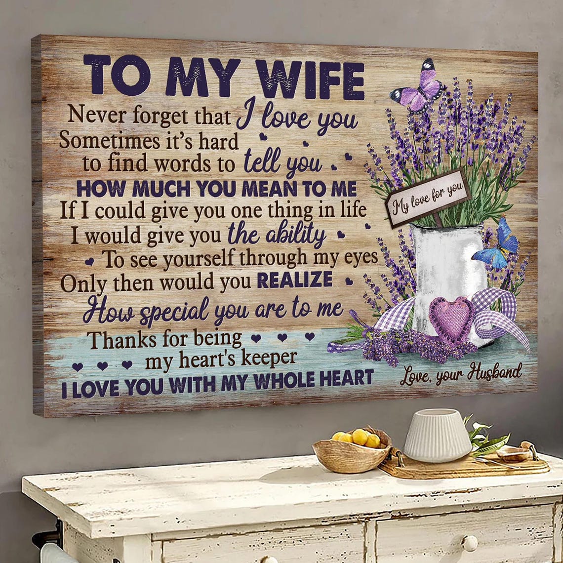 To My Wife Love Letter on Rustic Wood Lavender Flowers Keepsake Poster - Image 4