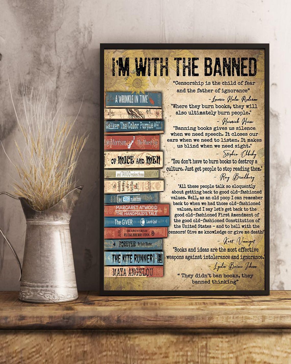 I Am With the Banned Books Reading Freedom Literary Quote Poster - Image 3