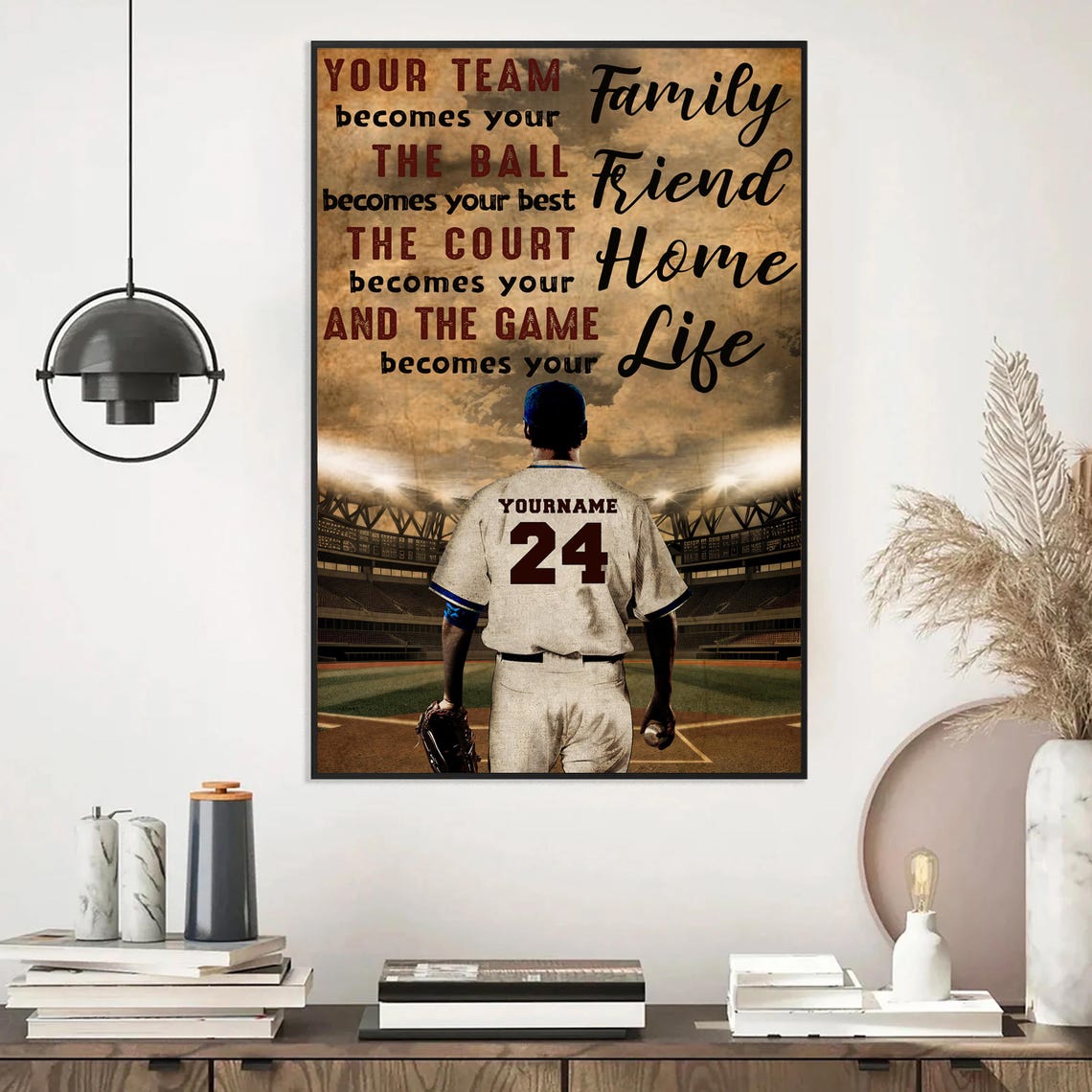 Baseball Your Team Becomes Your Family Stadium Tribute Gift Poster - Image 3