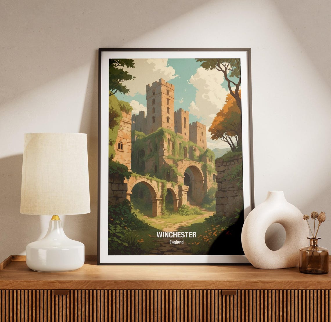 Winchester England Ancient Ivy Covered Medieval Castle Ruins Poster - Image 3