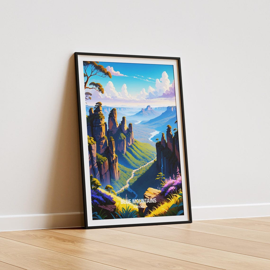 Australia Blue Mountains Three Sisters Cliffs Wildflowers Poster - Image 5