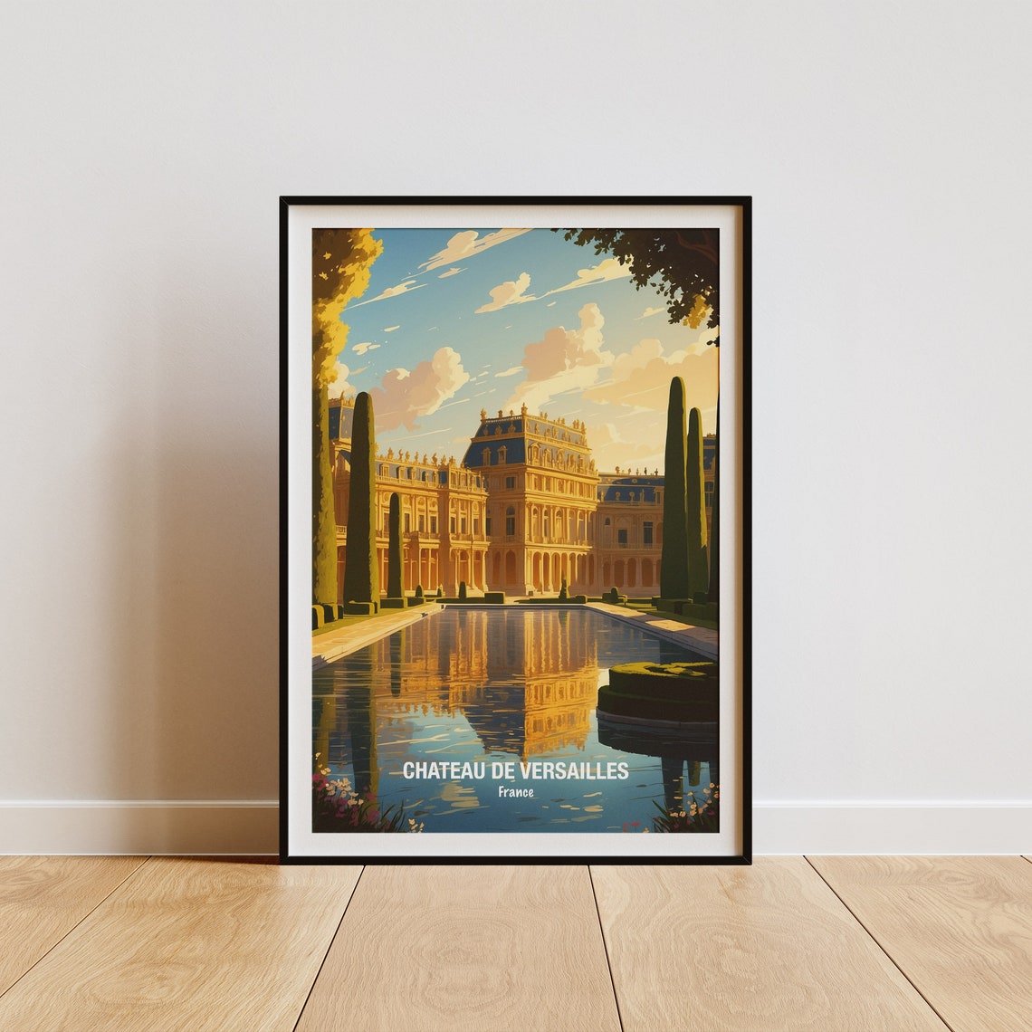 Chateau de Versailles Mirror Pond Palace Reflection Dusk Poster