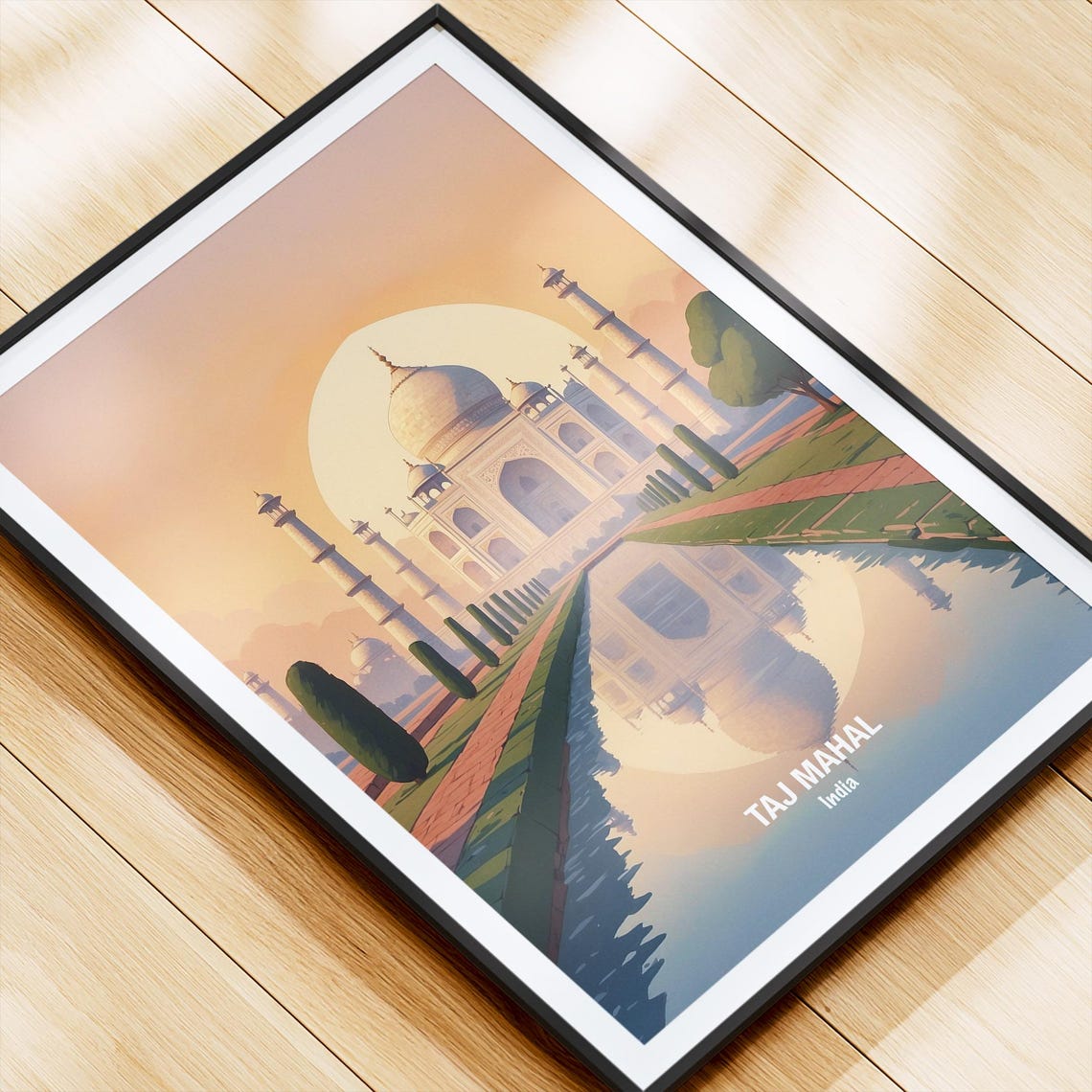 India Taj Mahal Sunrise Reflection Marble Monument Travel Poster - Image 4