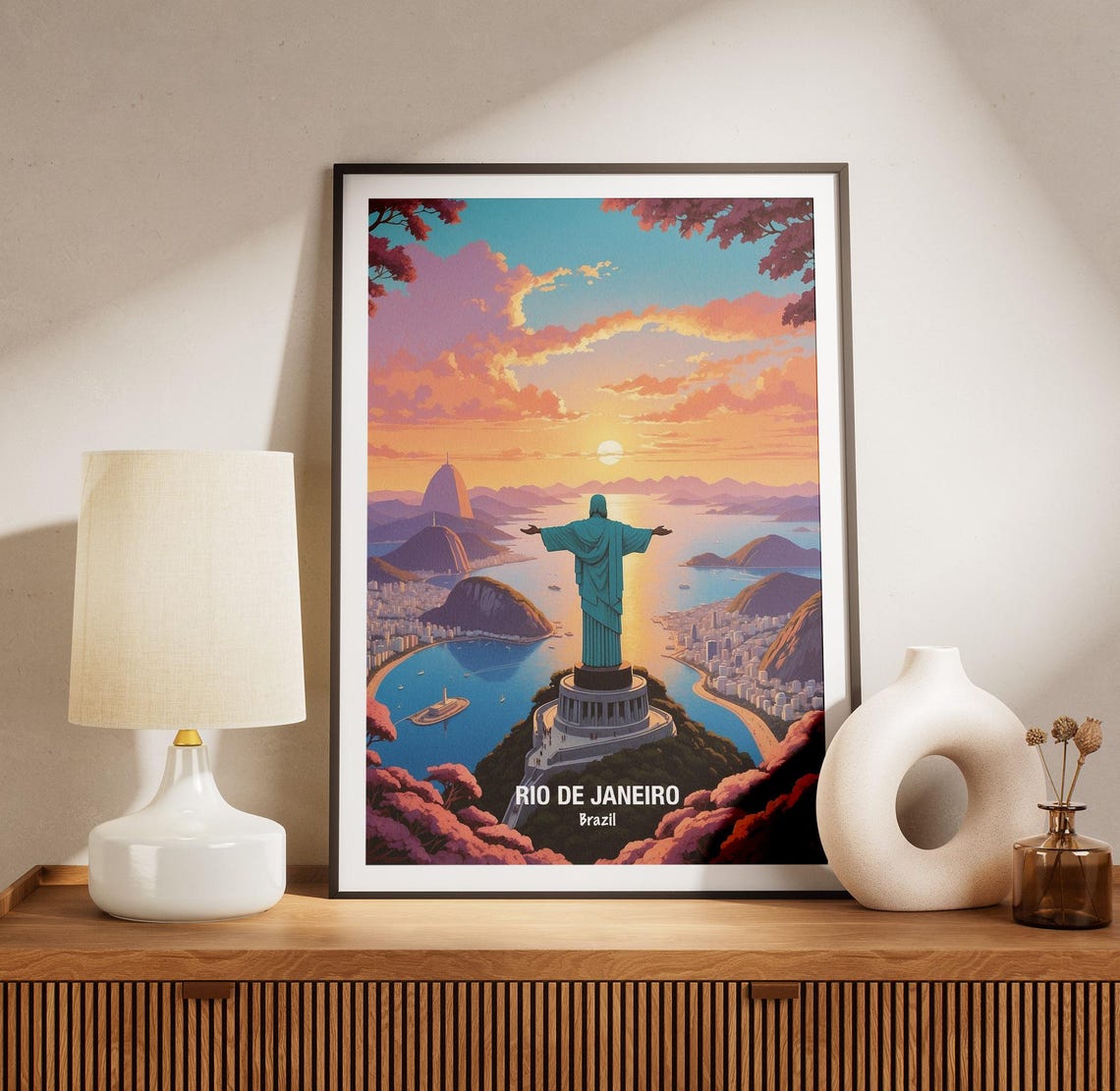 Rio de Janeiro Christ the Redeemer Golden Sunrise Travel Poster - Image 3