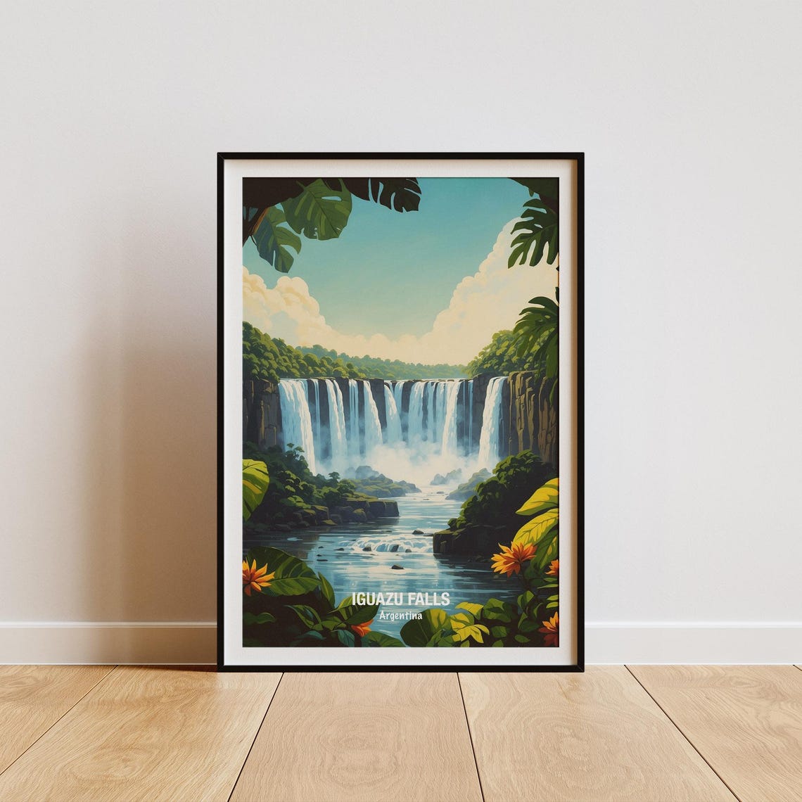 Iguazu Falls Argentina Wide Jungle Cascade Nature Art Poster