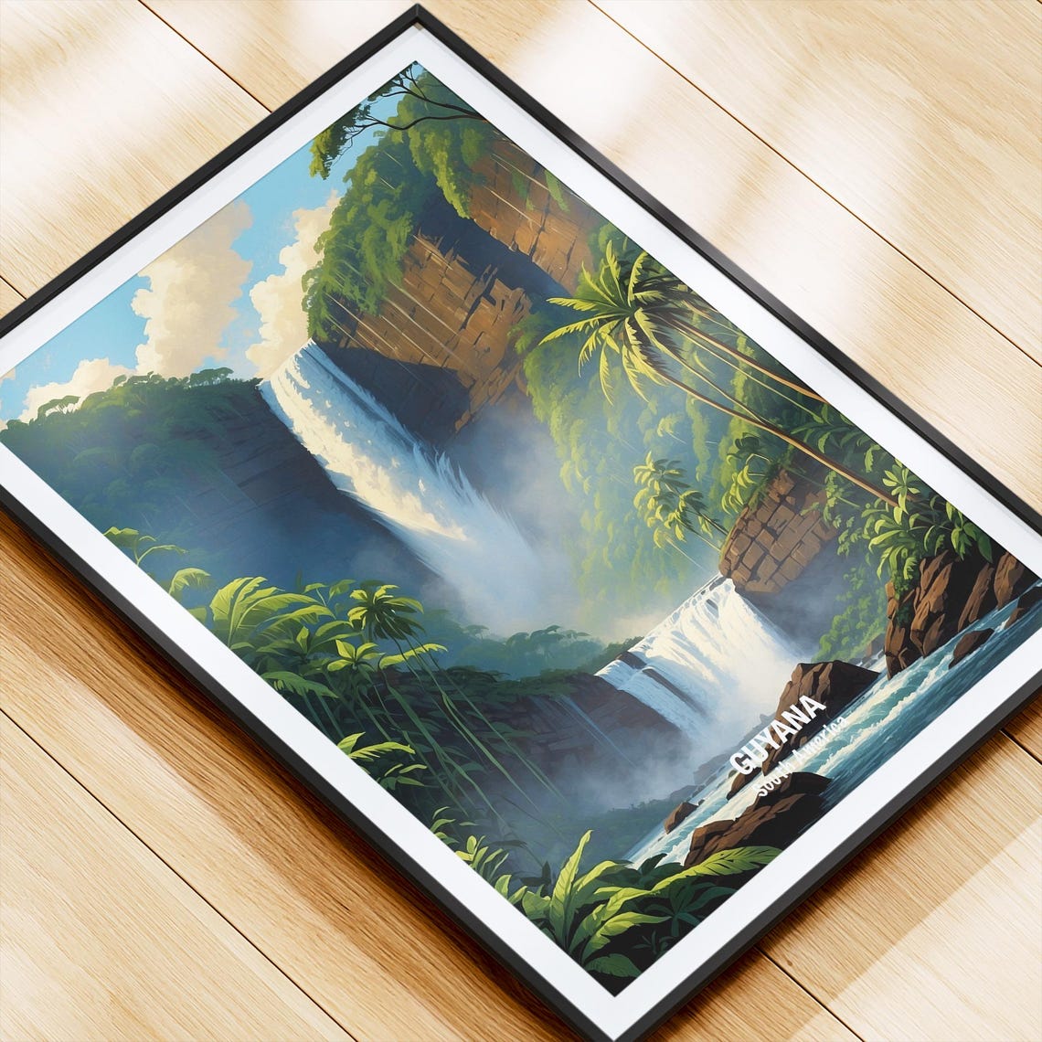 Guyana Tall Waterfall In Lush Rainforest South America Poster - Image 4
