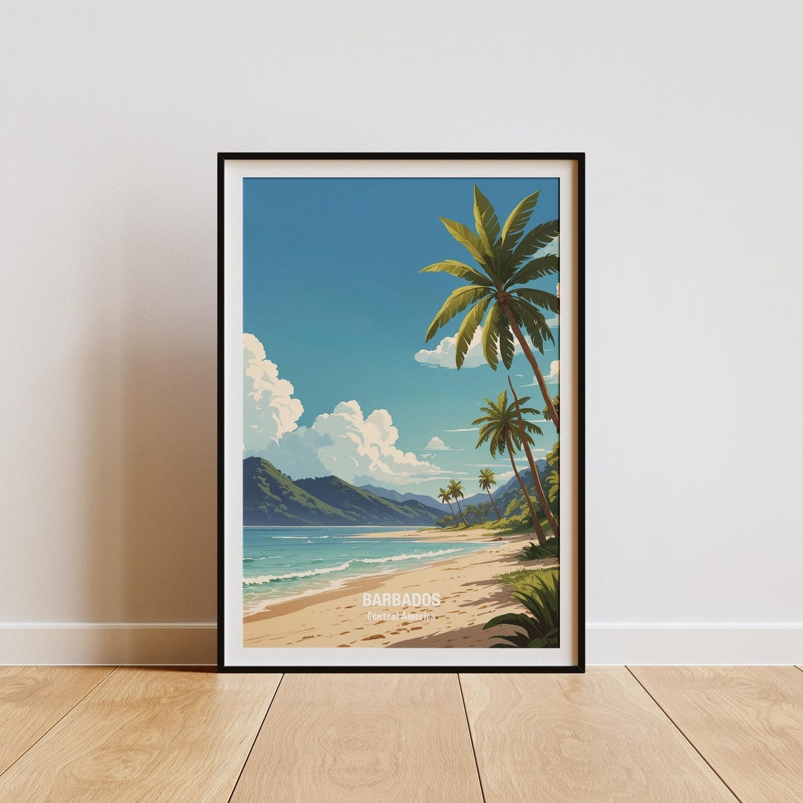 Barbados Tropical Beach Palm Trees Turquoise Caribbean Sea Poster