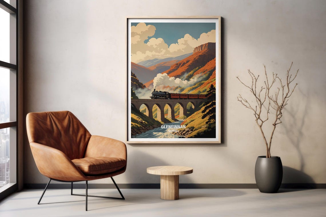 Glenfinnan Scotland Steam Train Viaduct Golden Autumn Hills Poster - Image 2