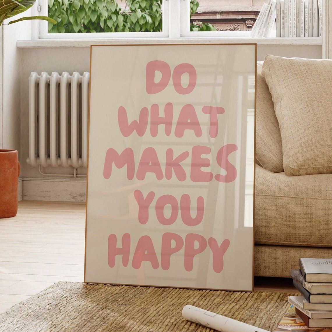 Do What Makes You Happy Pink Bubble Letter Affirmation Poster