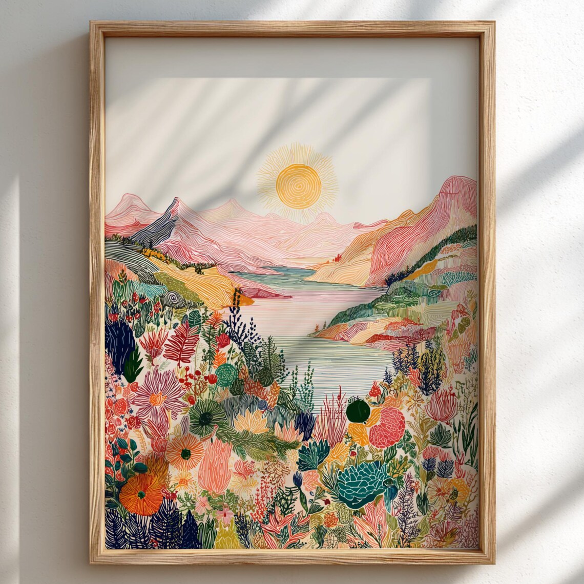 Whimsical Face Landscape Surreal Sunset Ocean Art Print