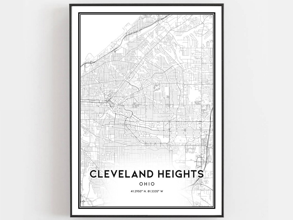 Cleveland Heights Map Print, Ohio Street Decor