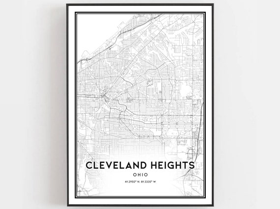 Cleveland Heights Map Print, Ohio Street Decor