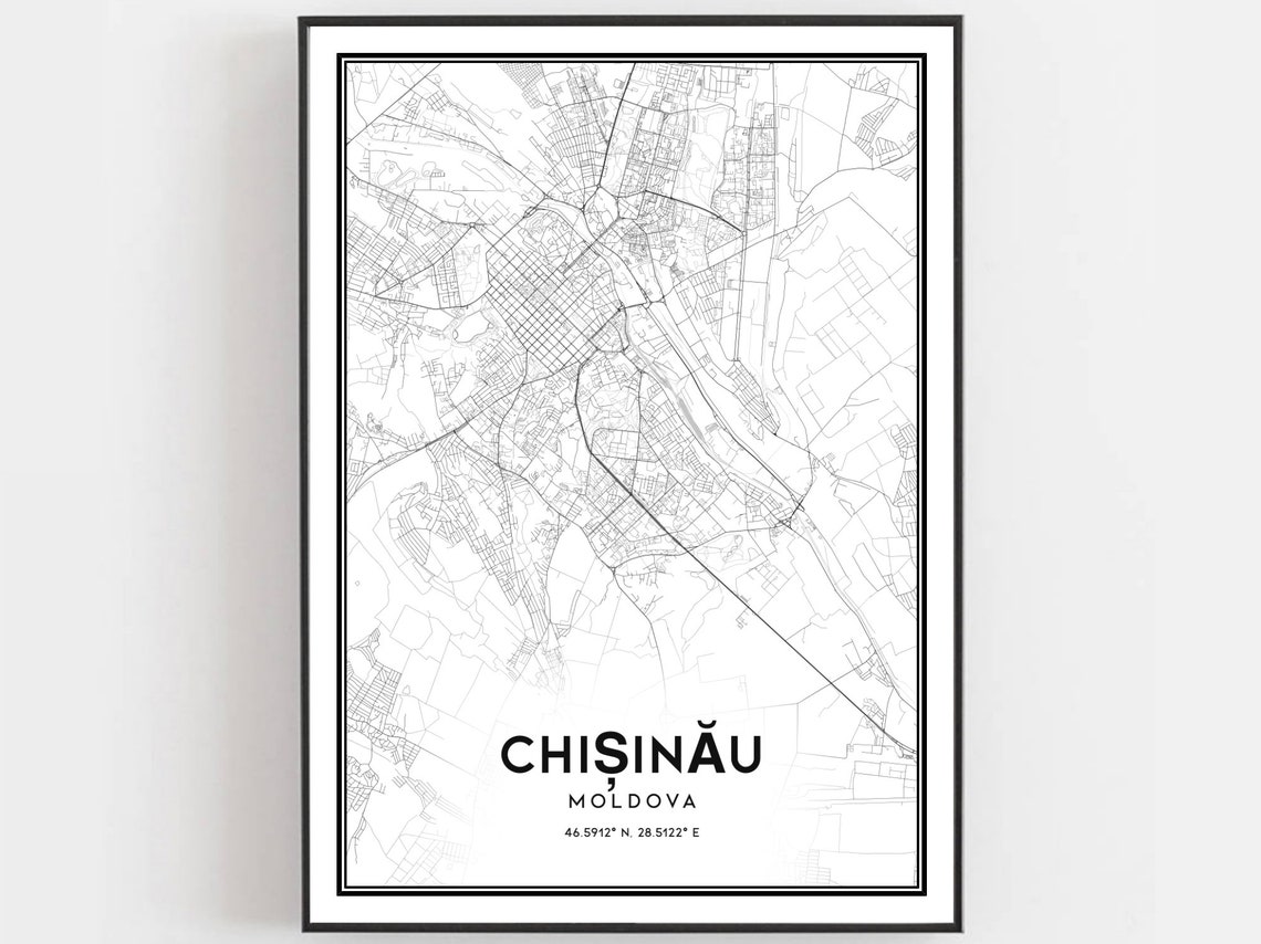 Chișinău Moldova Minimalist City Street Map Line Art Decor Poster