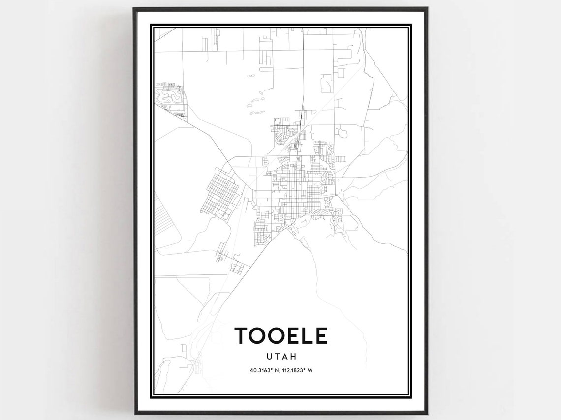Tooele Map Poster, Utah Street Decor