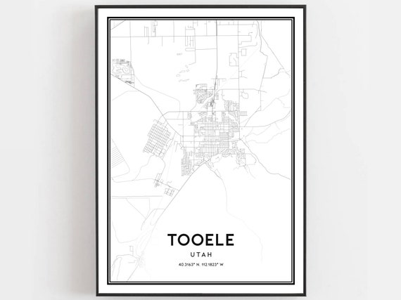 Tooele Map Poster, Utah Street Decor