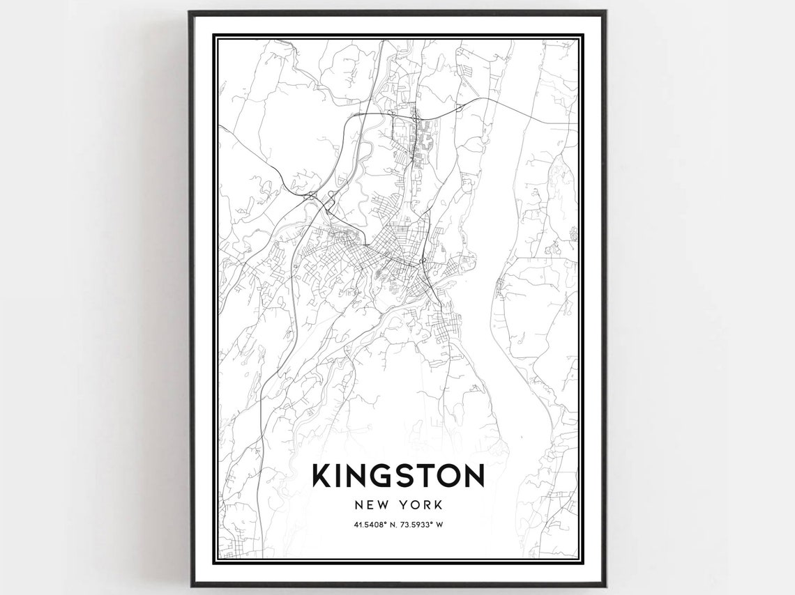 Kingston New York Hudson Valley City Street Map Minimalist Art Poster