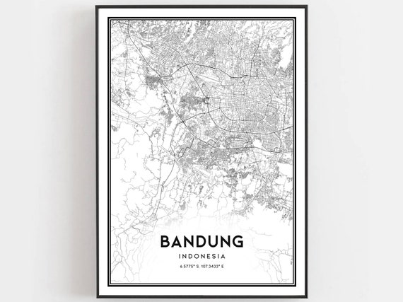 Bandung City Map Print Street Art Decor