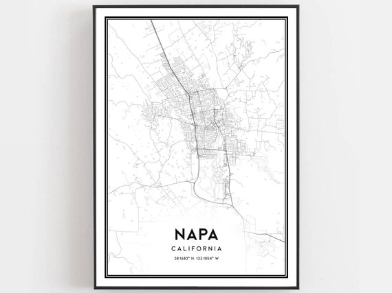 Napa Map Print Poster Wall Art Ca City Street Decor Road Gift B953
