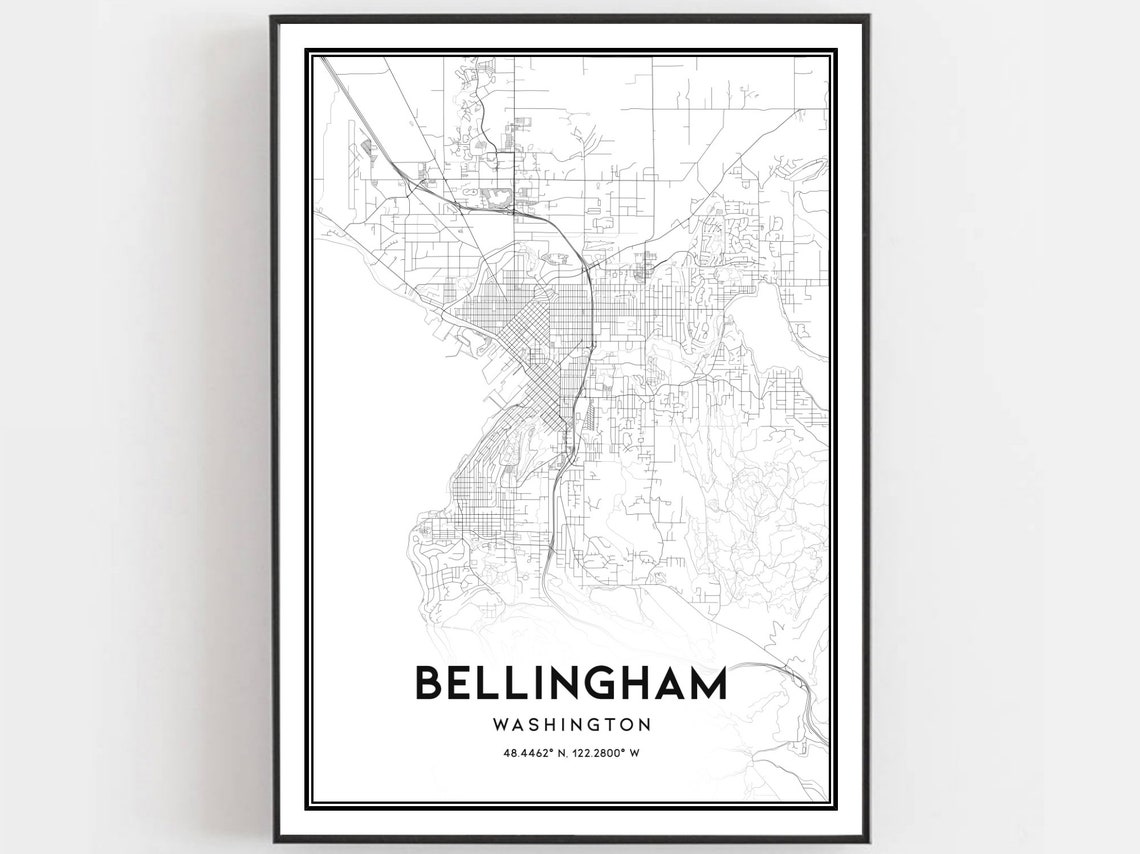 Bellingham Washington City Street Map Minimalist Black White Poster