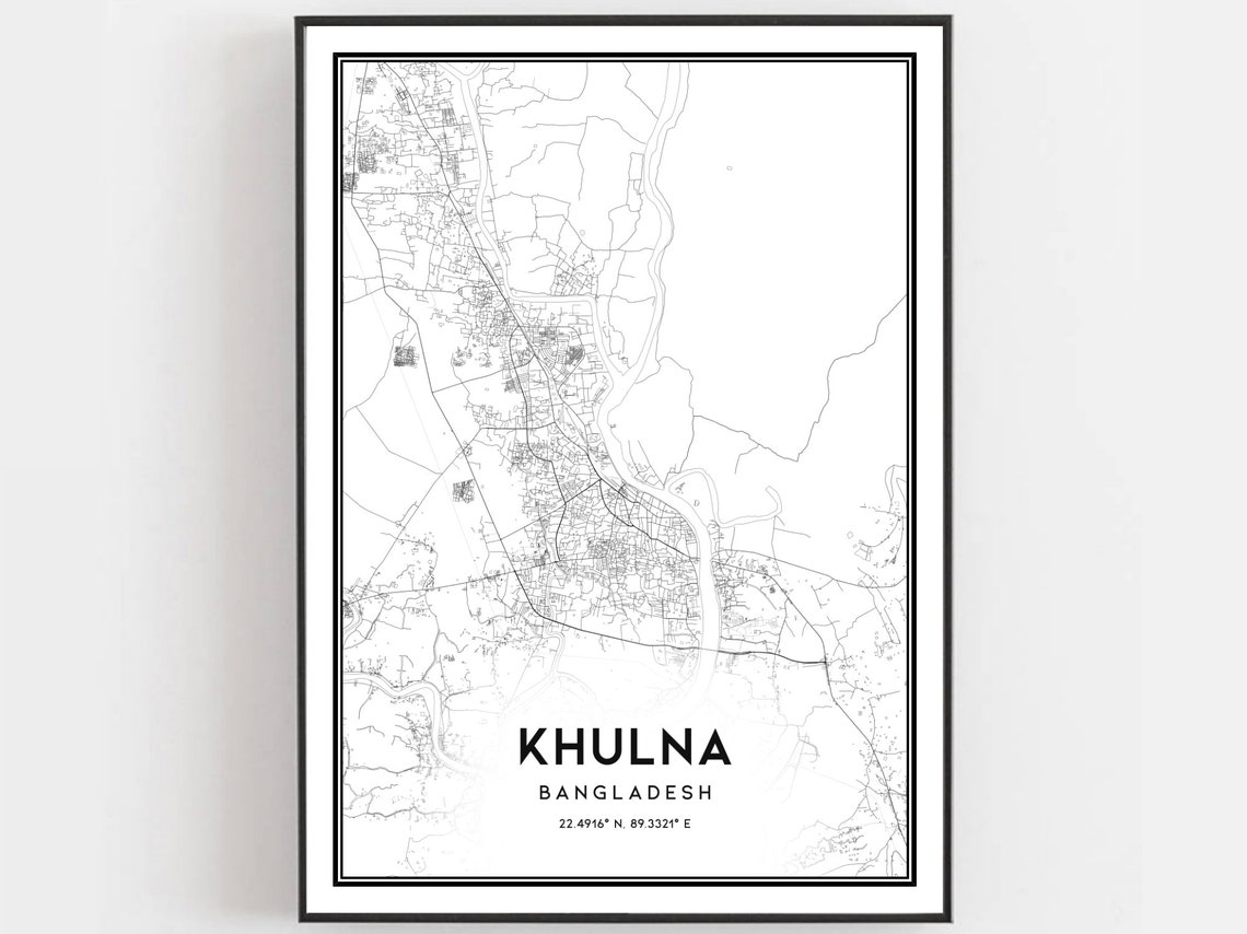 Khulna Map Print Poster Wall Art City Street Decor Road Gift