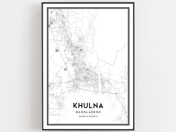 Khulna Map Print Poster Wall Art City Street Decor Road Gift