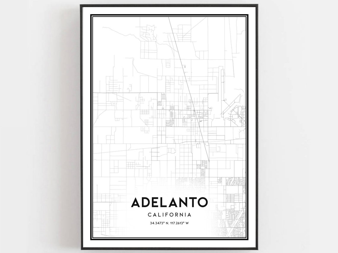 Adelanto Map Poster, City Street Decor
