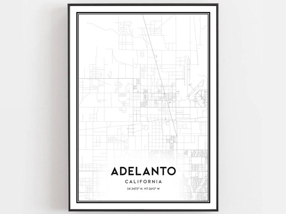 Adelanto Map Poster, City Street Decor