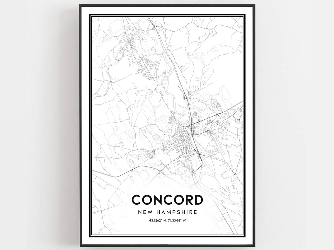 Concord New Hampshire Minimalist City Street Map Modern Wall Art