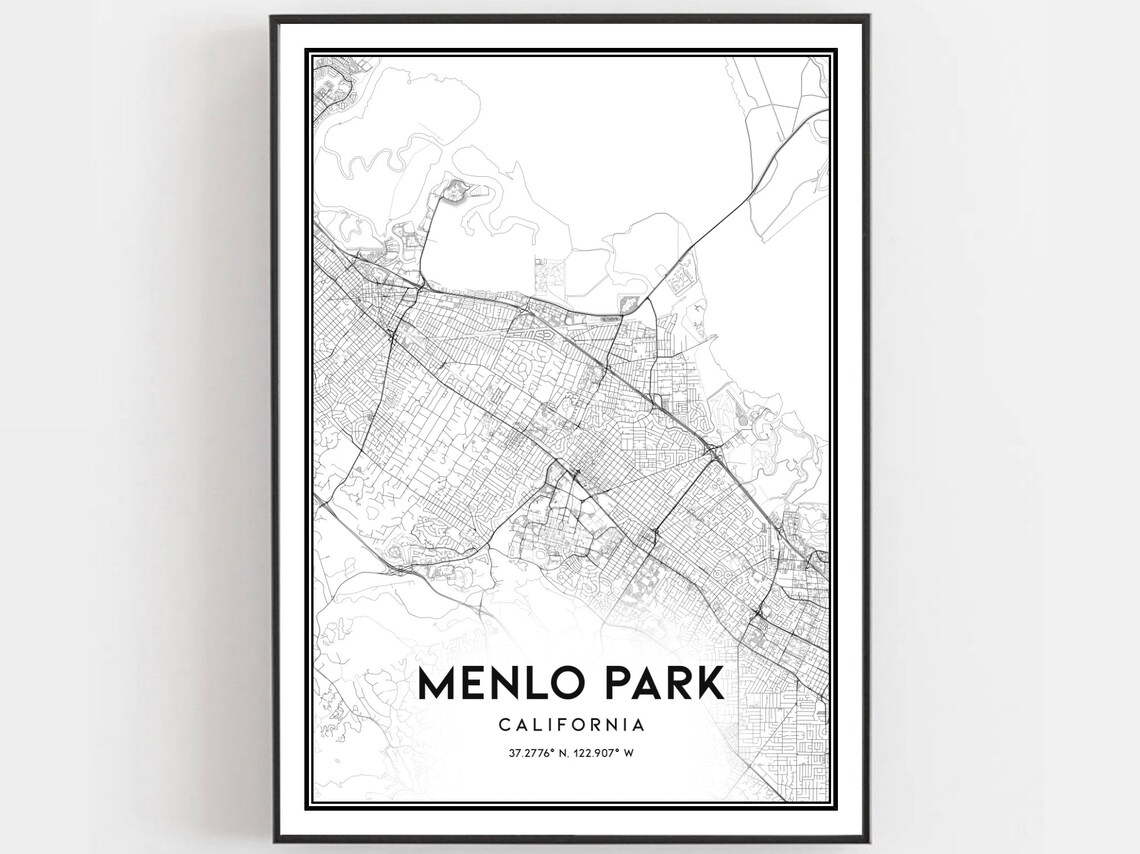Menlo Park Map Poster Print, City Street Decor