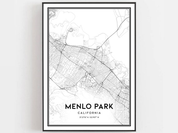 Menlo Park Map Poster Print, City Street Decor