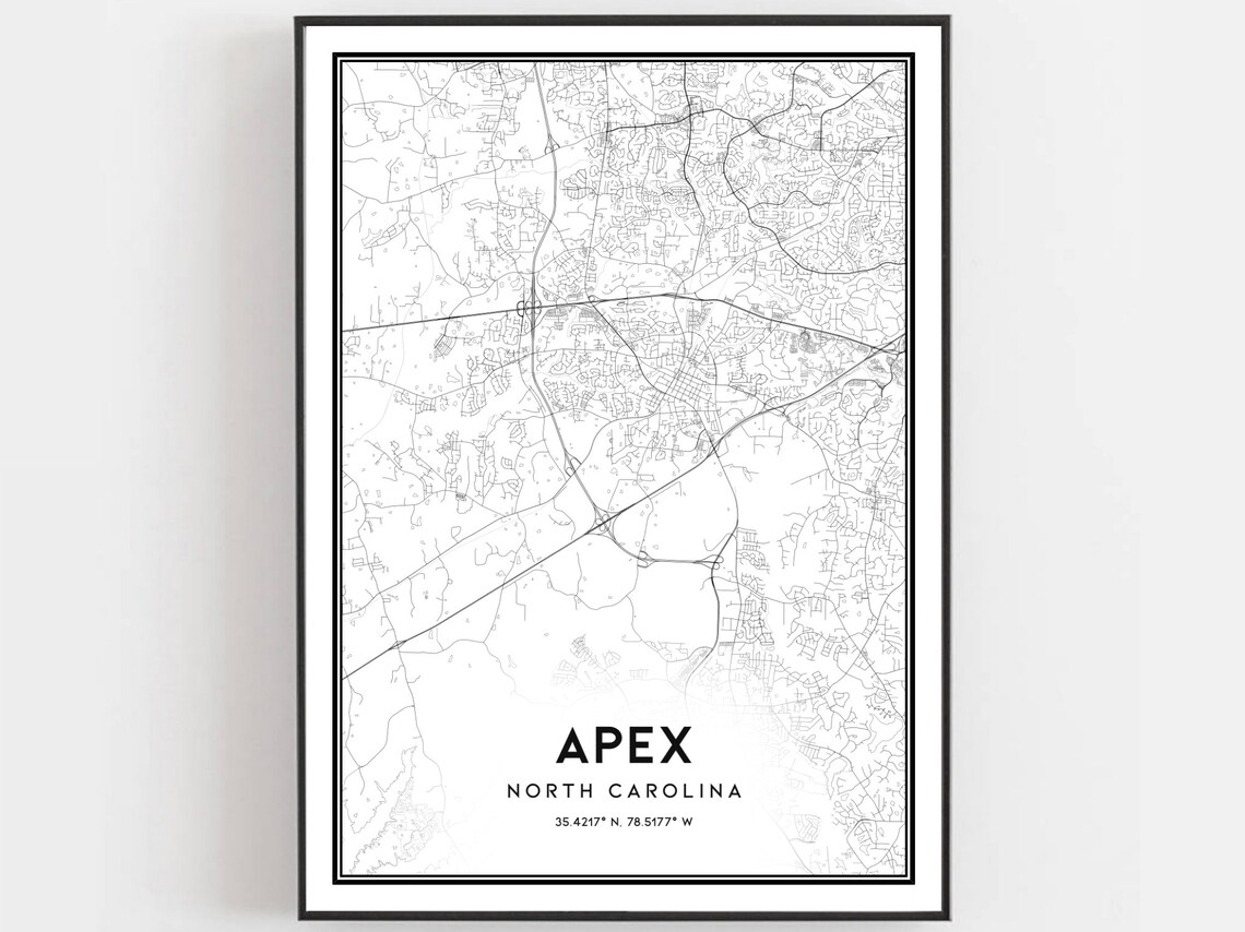 Apex North Carolina City Map Minimalist Street Road Art Print