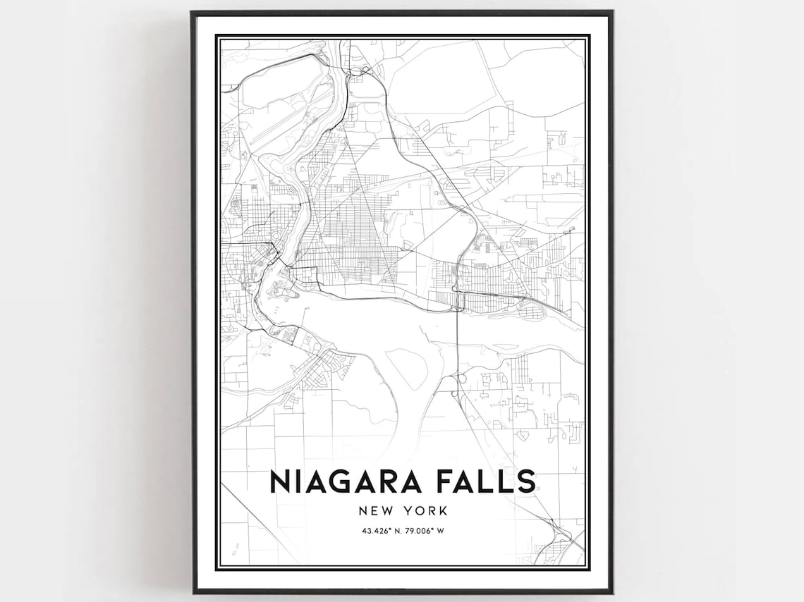 Niagara Falls Map Poster, New York Street Decor