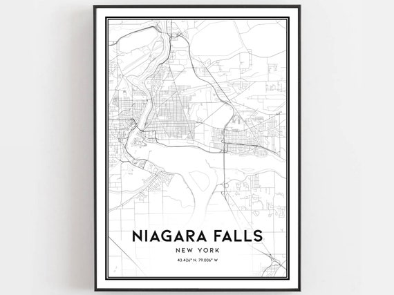 Niagara Falls Map Poster, New York Street Decor