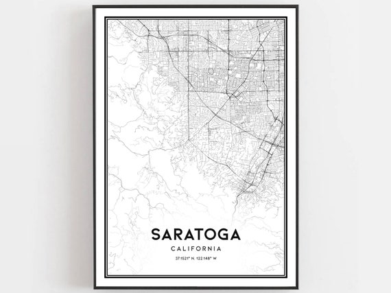 Saratoga Map Print Poster, City Street Decor